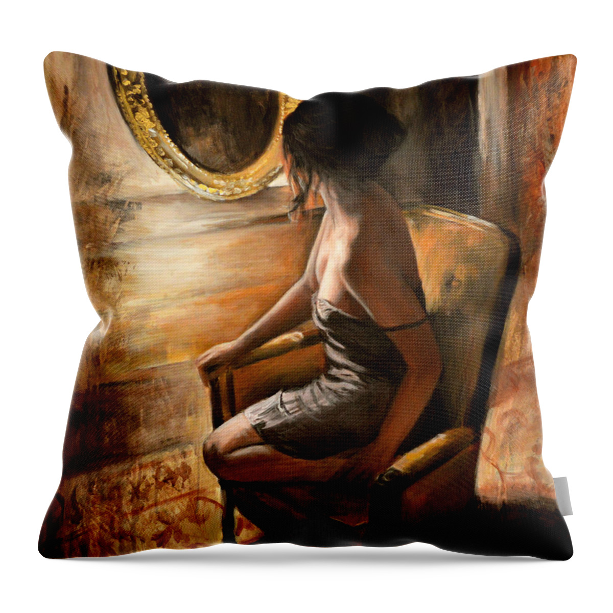 Woman Throw Pillow featuring the painting Sara by Escha Van den bogerd