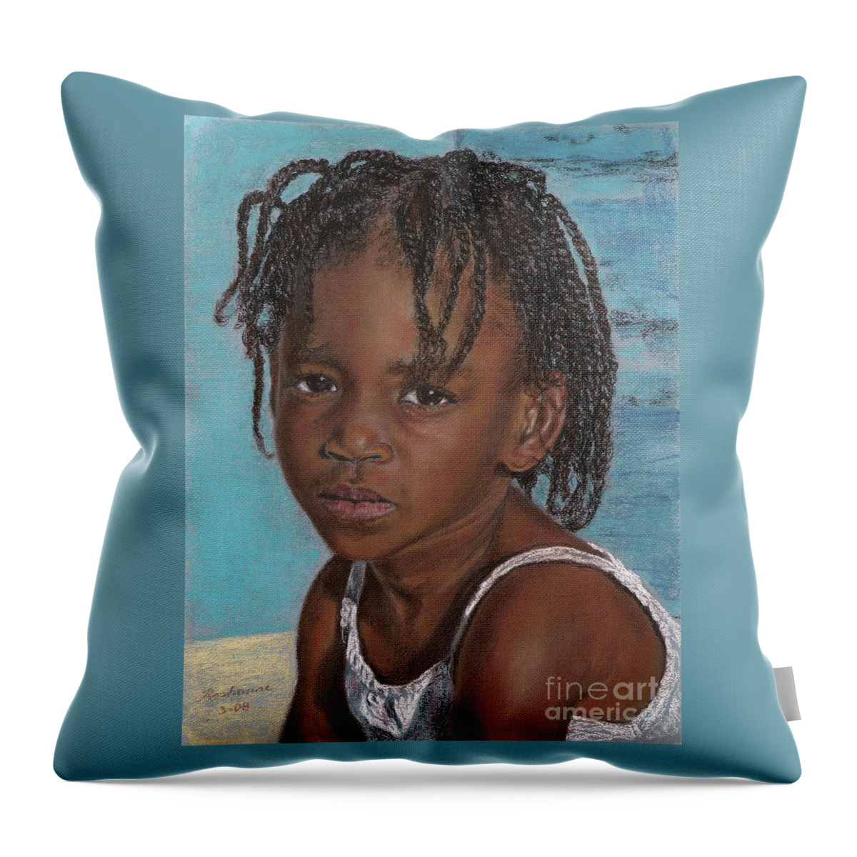 Roshanne Throw Pillow featuring the pastel Sara by Roshanne Minnis-Eyma