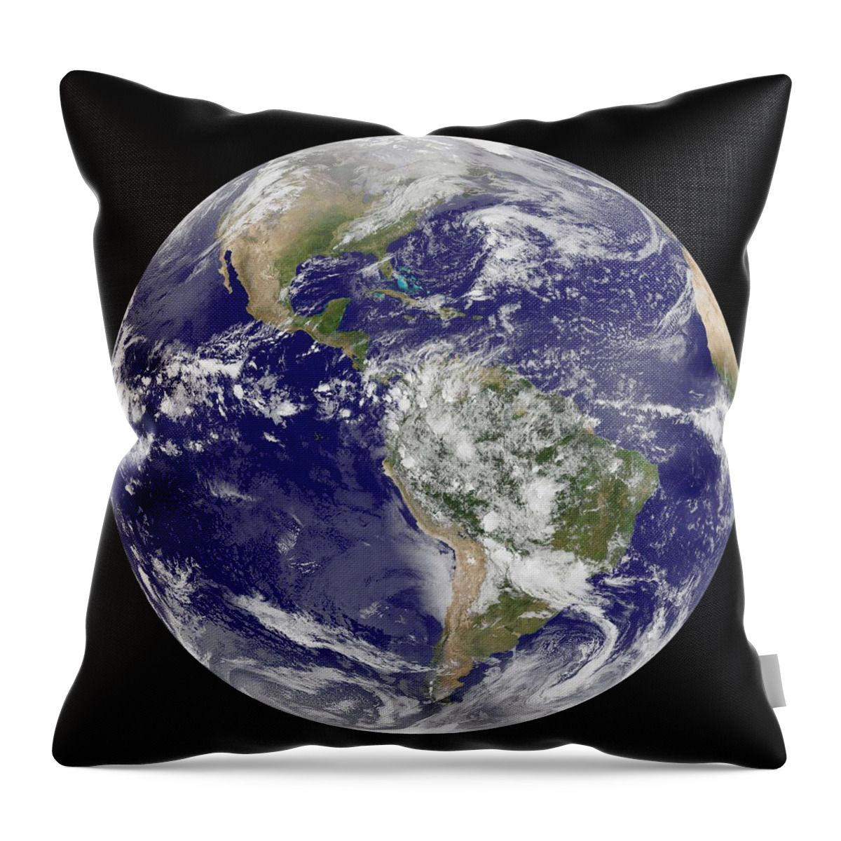 Bay Throw Pillow featuring the painting Satellite View of the Americas on Earth Day by Celestial Images