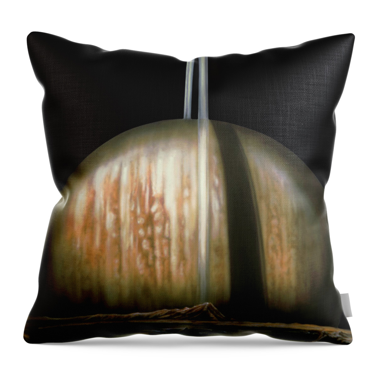 Space Throw Pillow featuring the painting Saturn Rising by Wayne Pruse