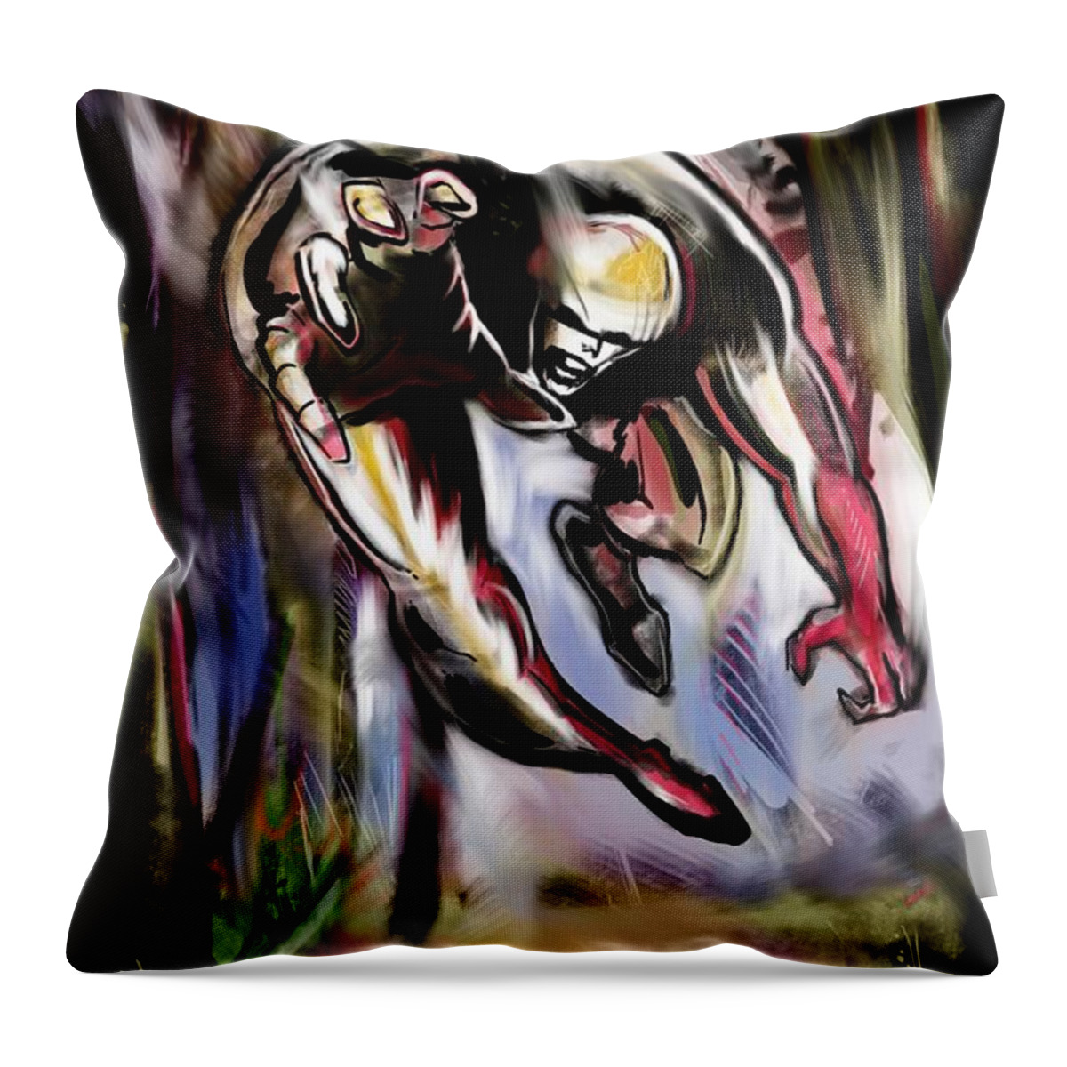 Artist Throw Pillow featuring the painting Savage Artist Looking For Brushes by John Gholson