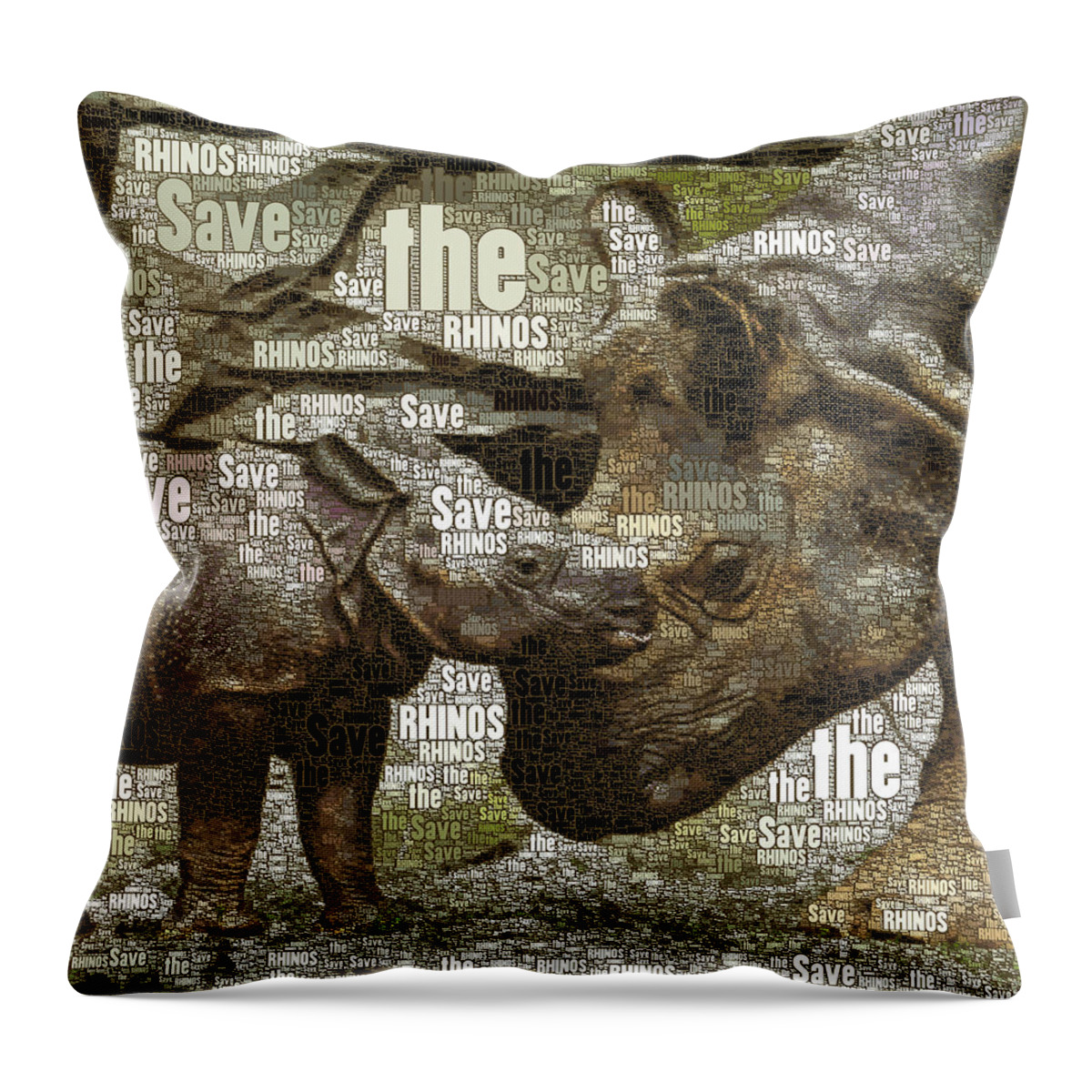 Save The Rhinos Throw Pillow featuring the photograph Save the Rhinos by Susan Maxwell Schmidt