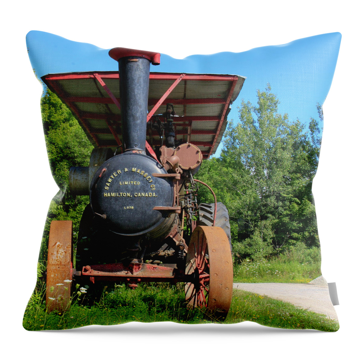 Agriculture Machinery Throw Pillow featuring the photograph Sawer and Massey Company by Nick Mares
