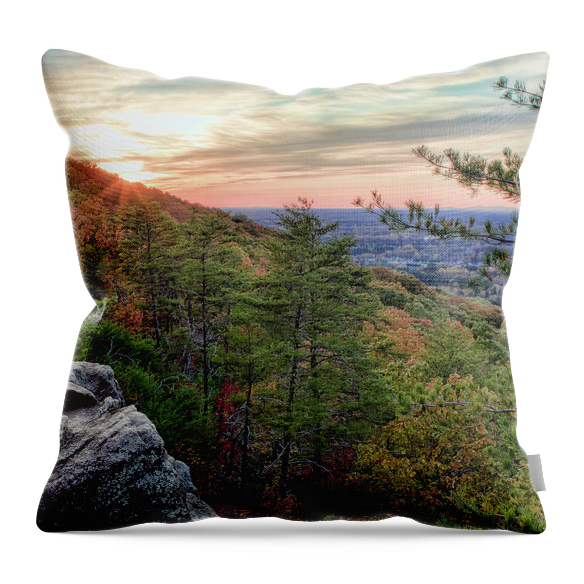 Sawnee Throw Pillow featuring the photograph Sawnee Mountain and the Indian Seats by Anna Rumiantseva
