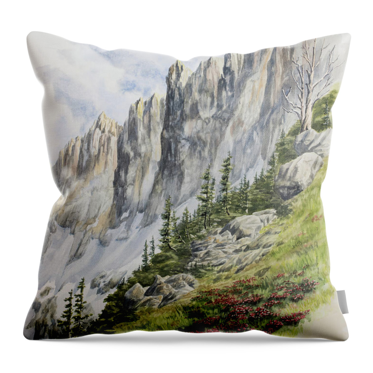 Watercolor Throw Pillow featuring the painting Sawtooth Dream by Link Jackson
