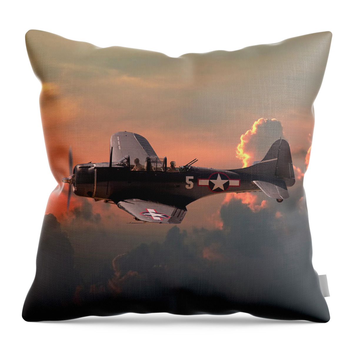 Aircraft Throw Pillow featuring the digital art SBD - Dauntless by Pat Speirs