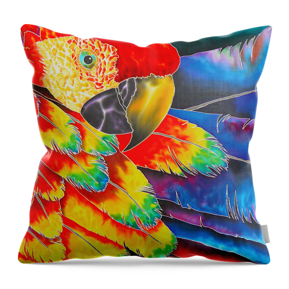 Scarlet Macaw Throw Pillow featuring the painting Scarlet Macaw by Daniel Jean-Baptiste