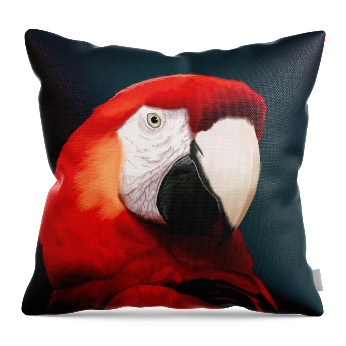 Scarlet Macaw Throw Pillow featuring the digital art Scarlet Macaw by KC Gillies