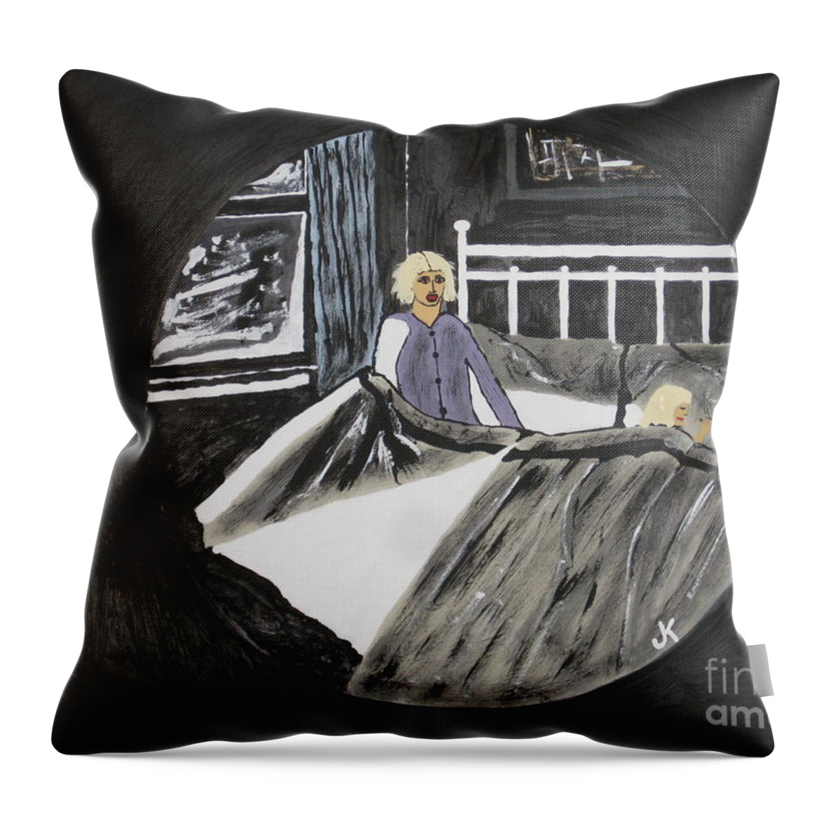  Throw Pillow featuring the painting Scary Dreams by Jeffrey Koss