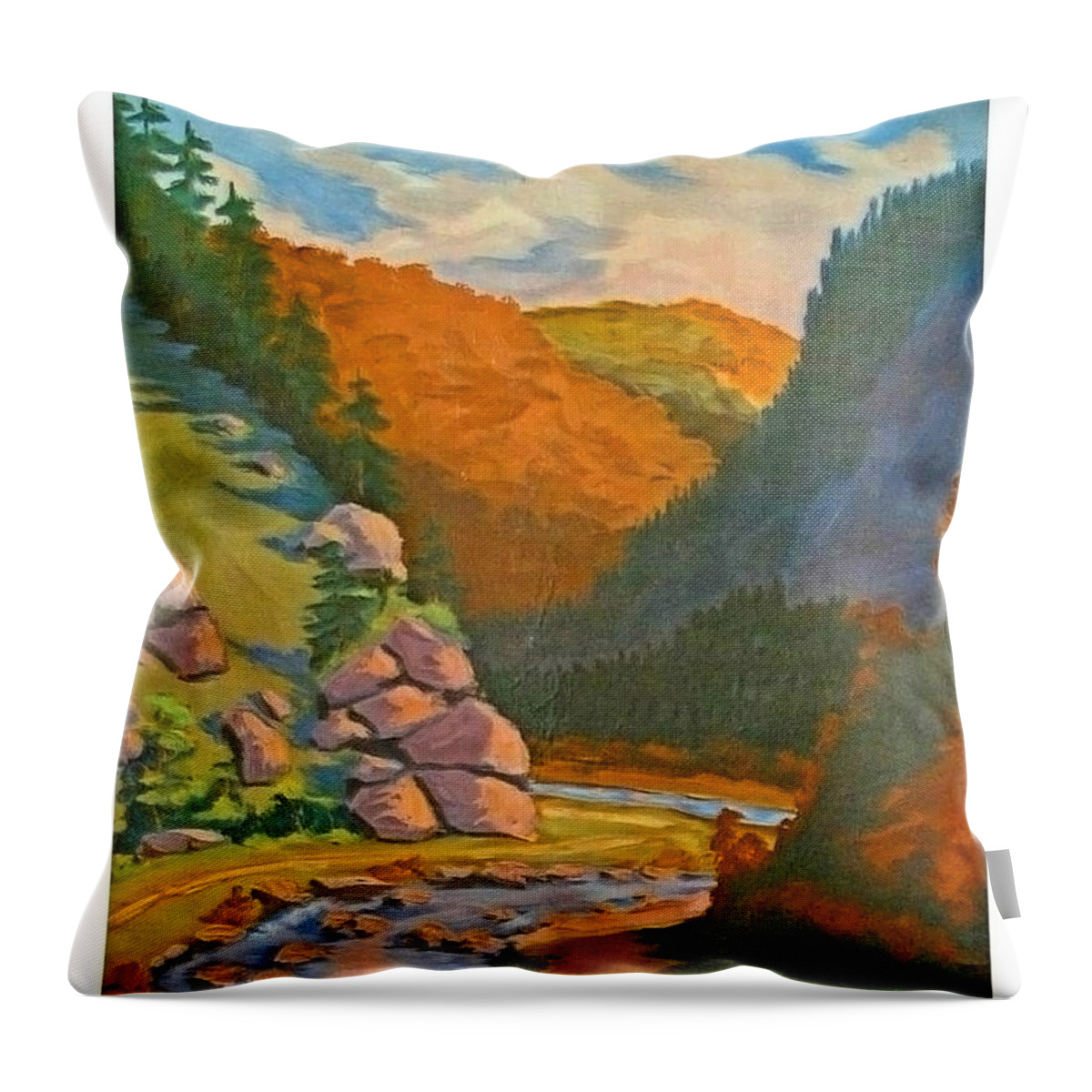 Scenery Throw Pillow featuring the painting Scenery from Belgium by Long Shot