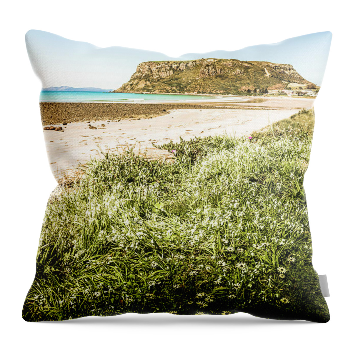 Scenic Throw Pillow featuring the photograph Scenic stony seashore by Jorgo Photography