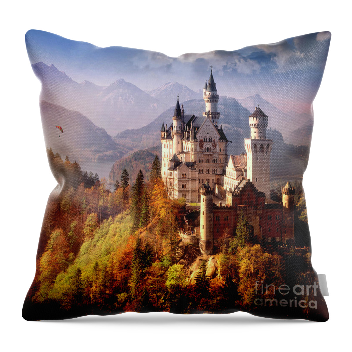 Nag906703a Throw Pillow featuring the photograph Schloss Neuschwanstein by Edmund Nagele FRPS