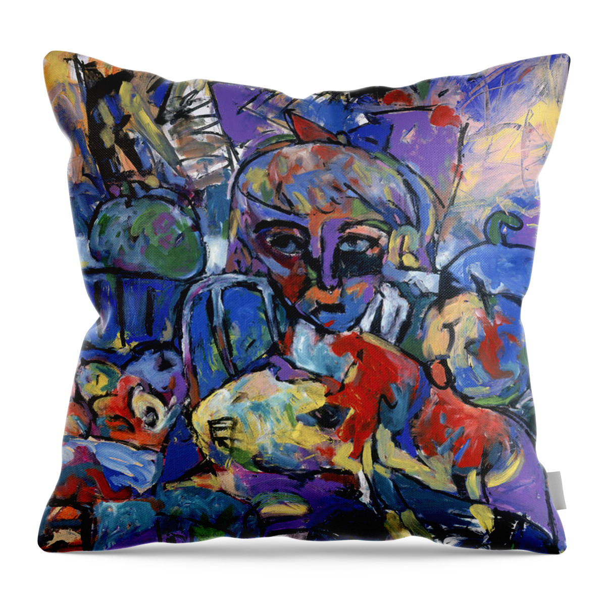 Abstract Throw Pillow featuring the painting School Of Learning by Mykul Anjelo