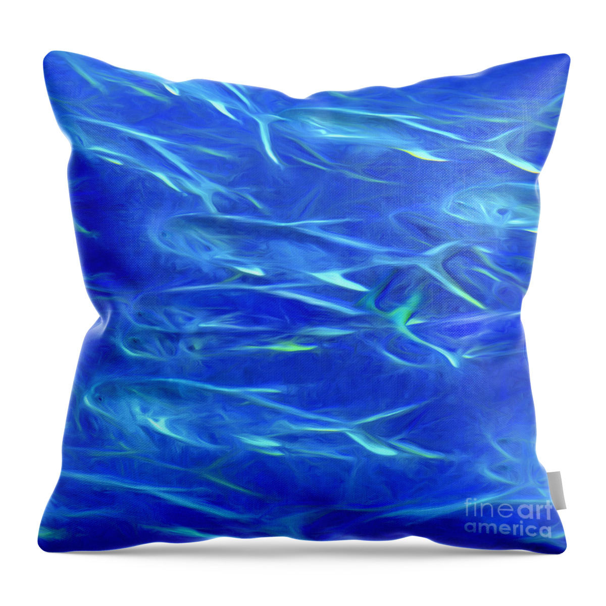 Fish Throw Pillow featuring the digital art Schooling Fish #1 by George Robinson
