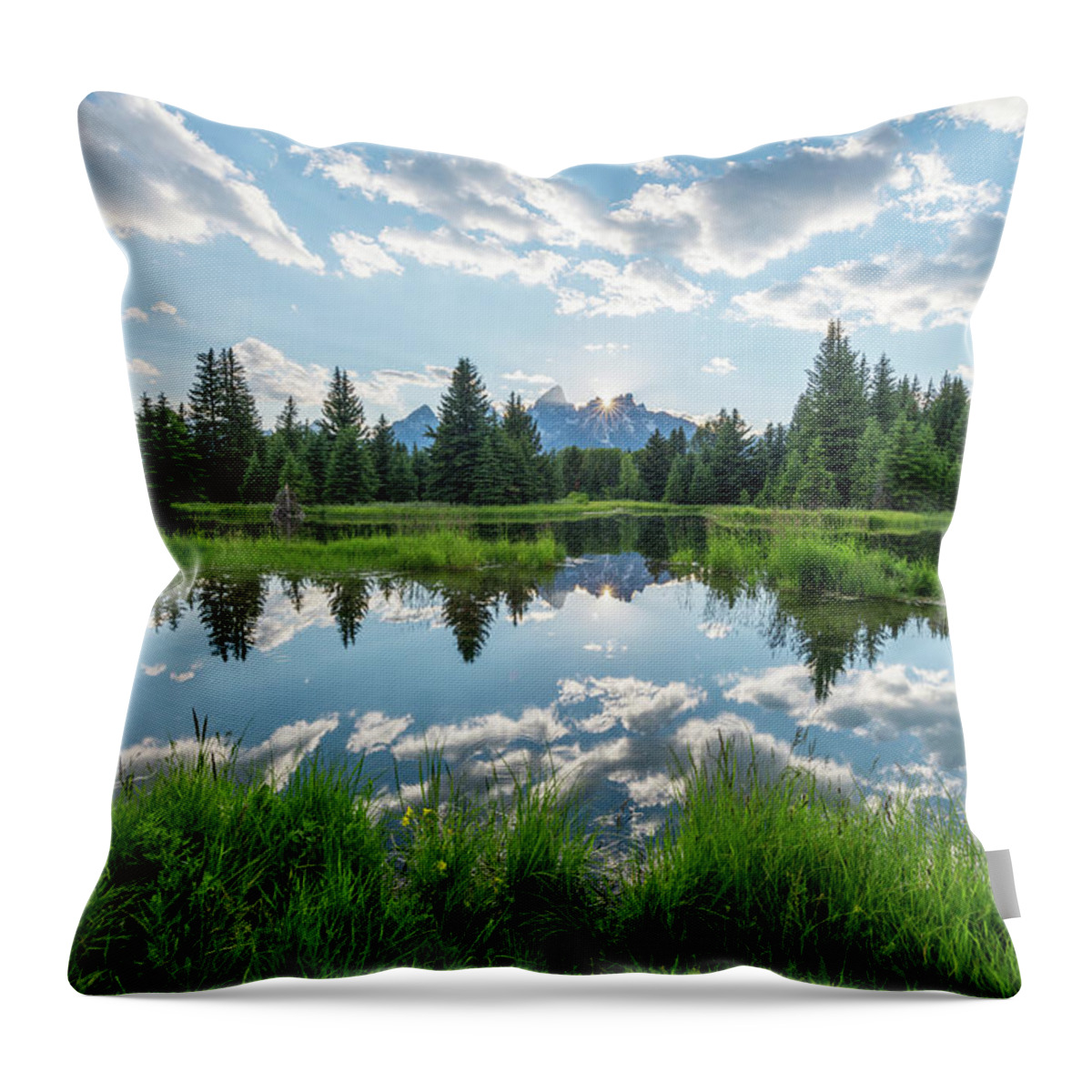 Tetons Throw Pillow featuring the photograph Schwabacher's Landing by Dustin LeFevre