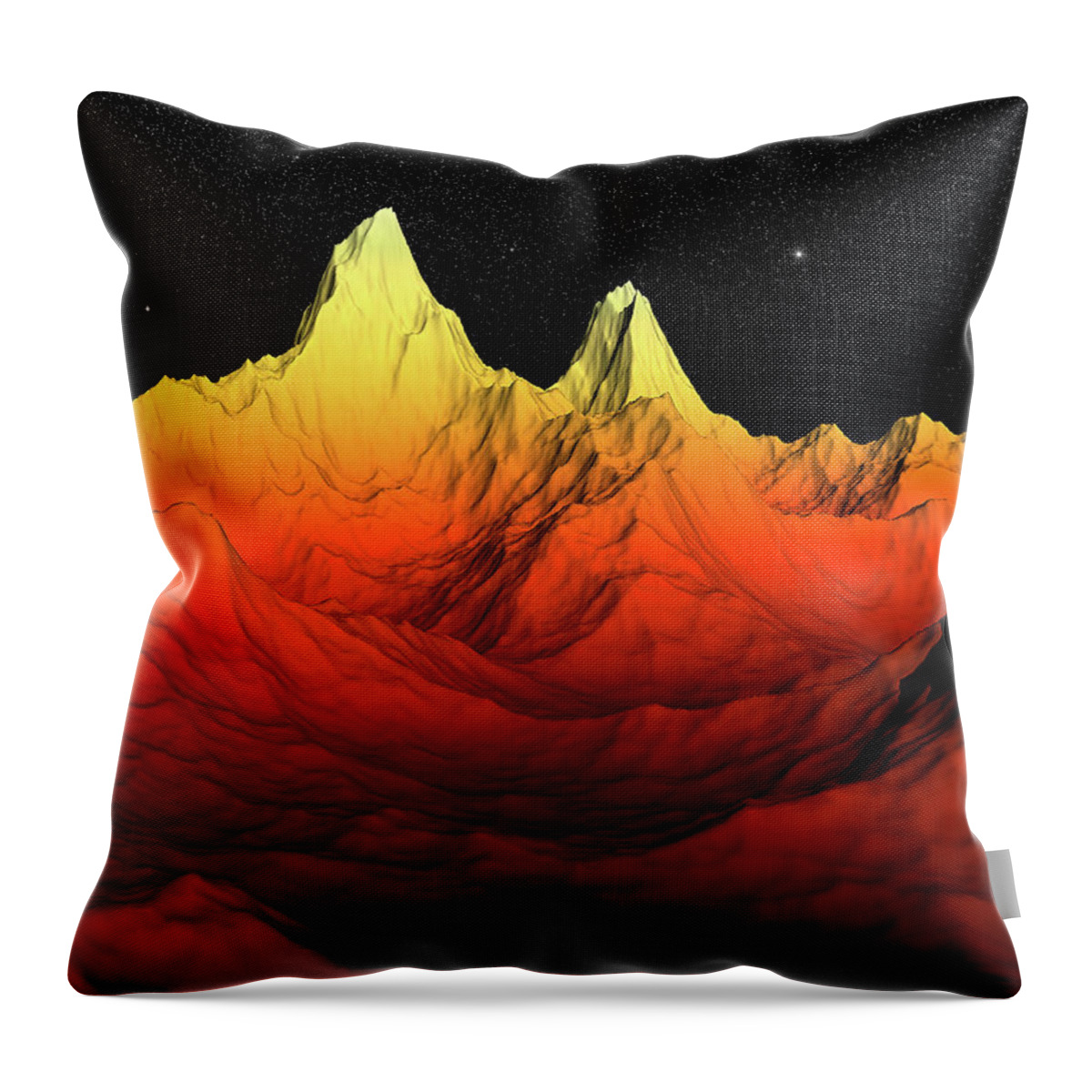 Sci Fi Throw Pillow featuring the digital art Sci Fi Mountains Landscape by Phil Perkins