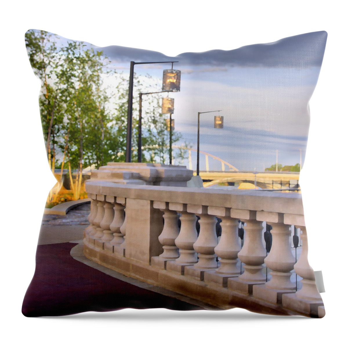 Columbus Throw Pillow featuring the digital art Scioto Mile 29123 by Brian Gryphon