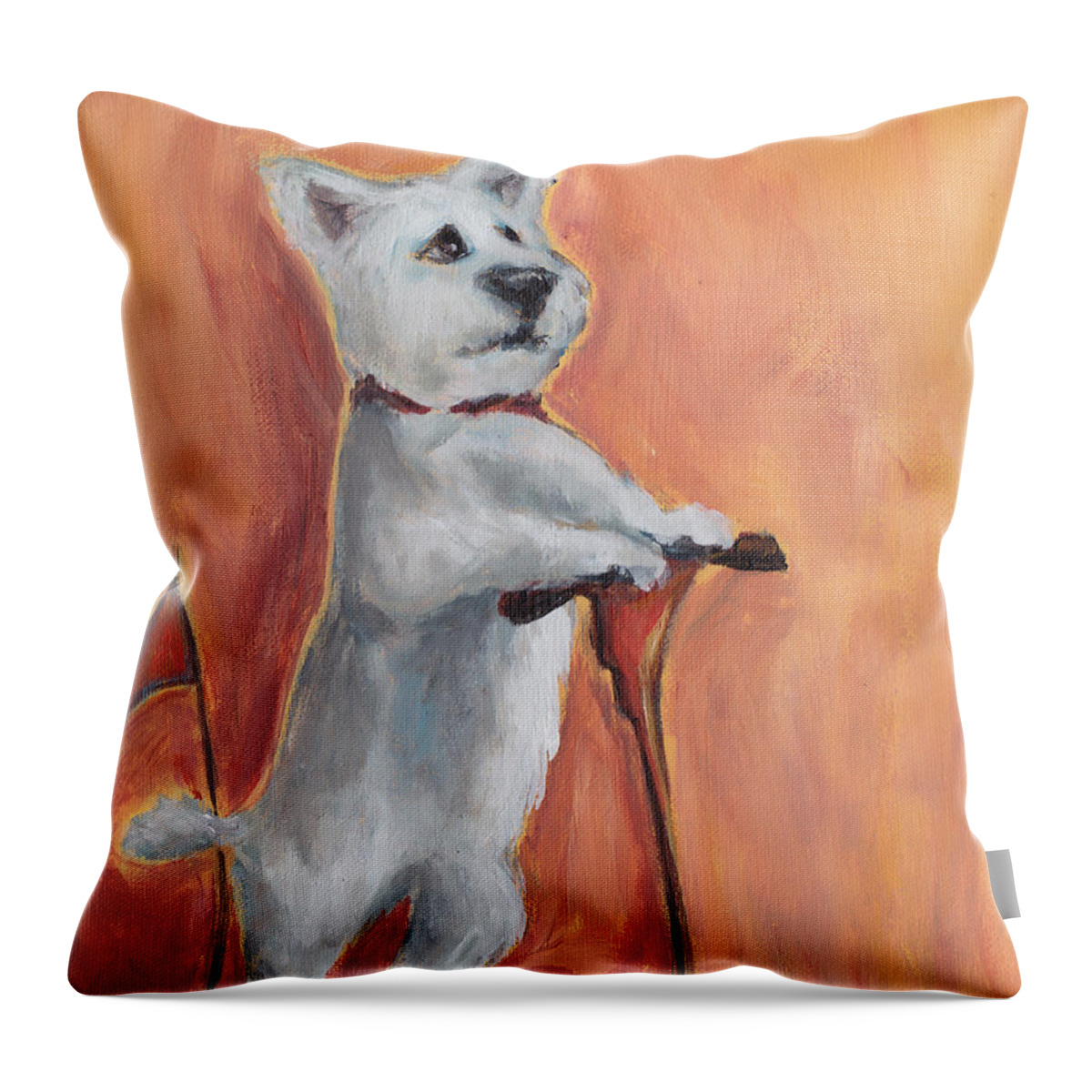 Westie Throw Pillow featuring the painting Scooter by Robin Wiesneth