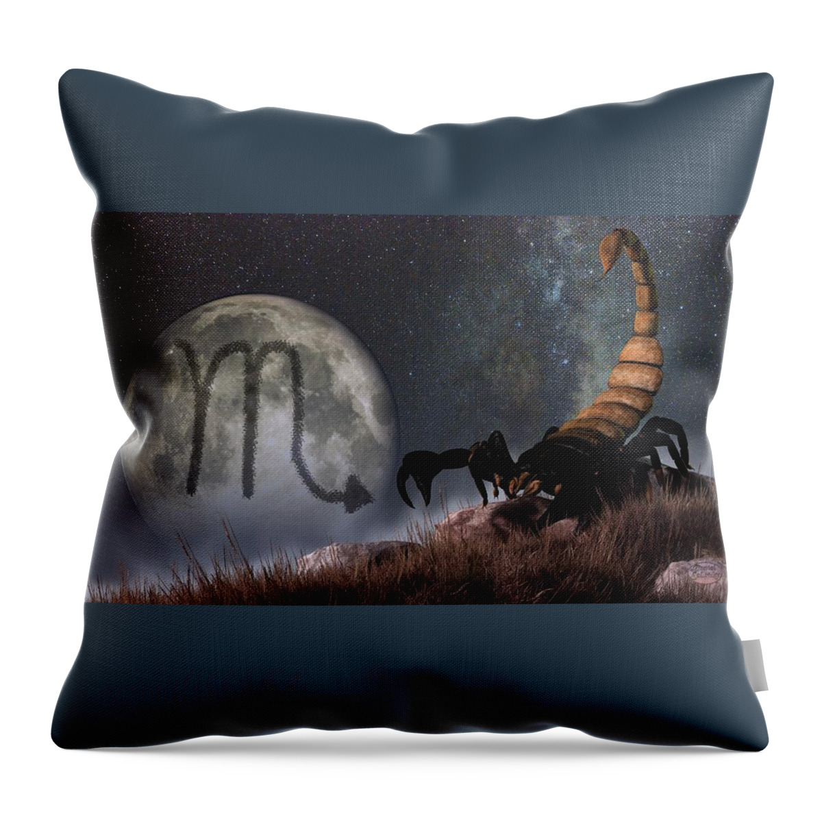 Scorpio Throw Pillow featuring the digital art Scorpio Zodiac Symbol by Daniel Eskridge