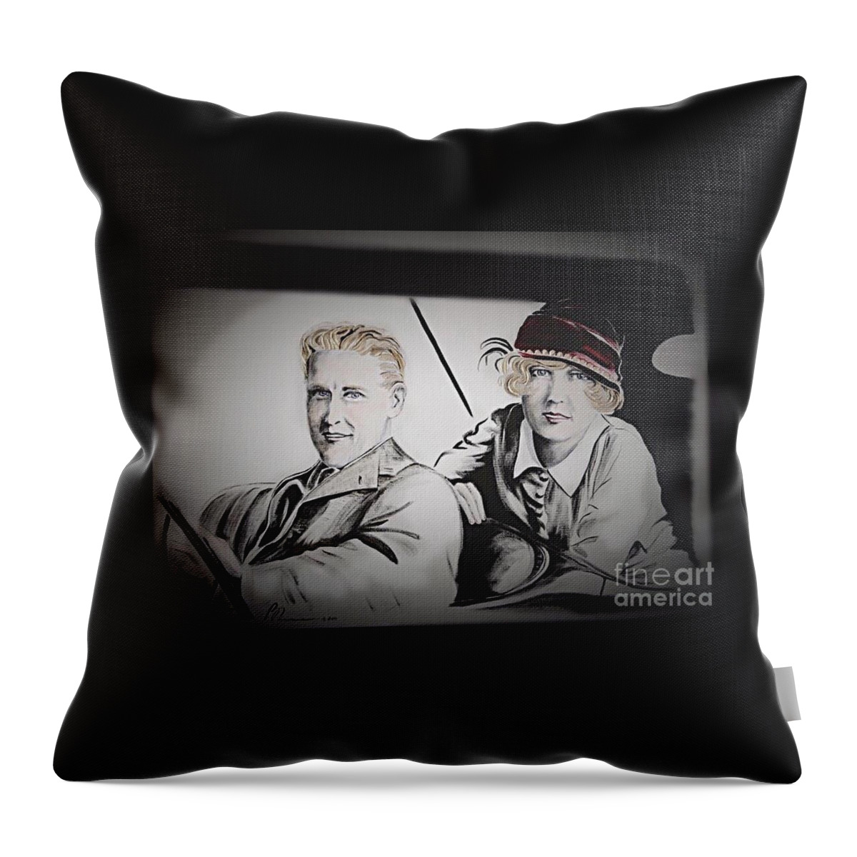 1920 Throw Pillow featuring the painting Scott and Zelda by Barbara Chase