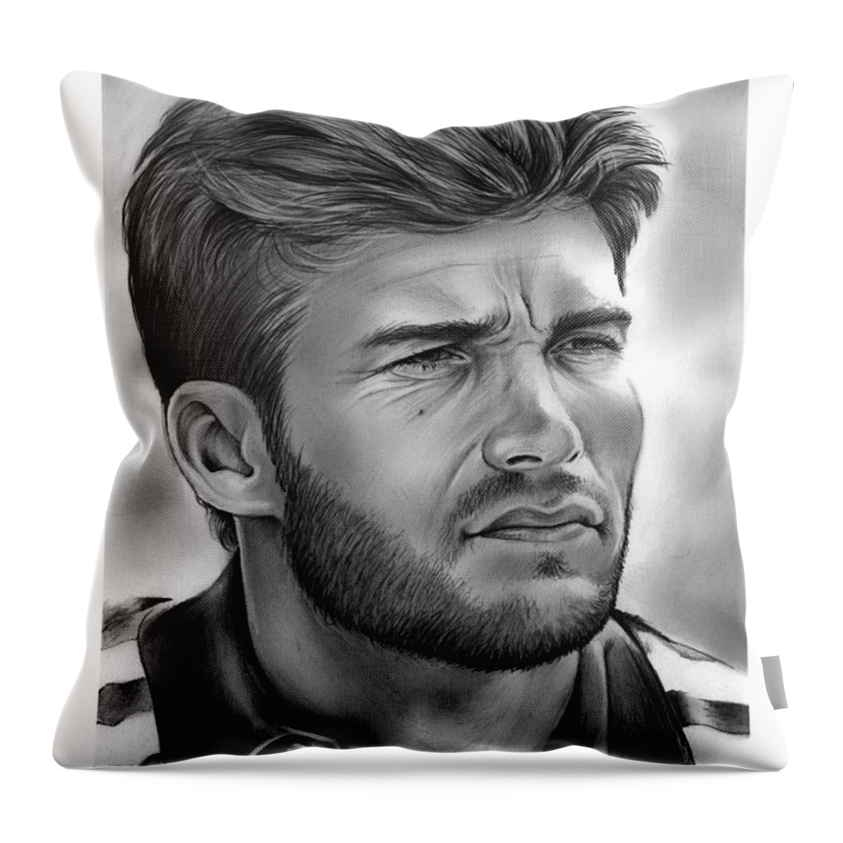 Scott Eastwood Throw Pillow featuring the drawing Scott Eastwood by Greg Joens