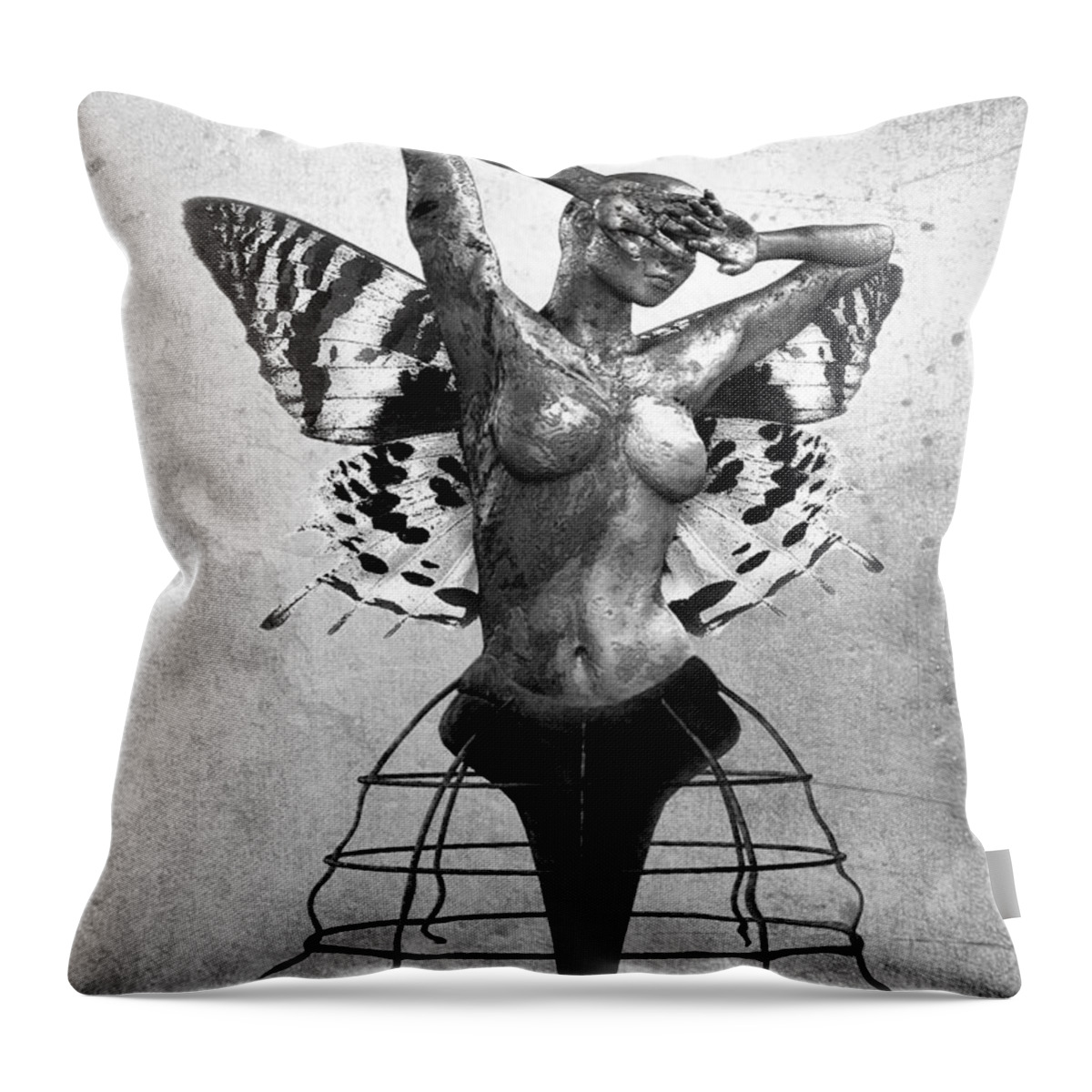 Photodream Throw Pillow featuring the digital art Scream of a Butterfly II by Jacky Gerritsen