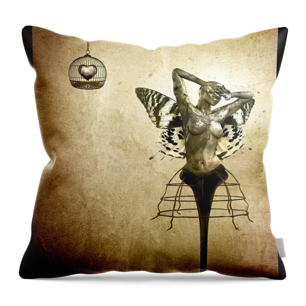 Digital Throw Pillow featuring the painting Scream of a Butterfly by Jacky Gerritsen