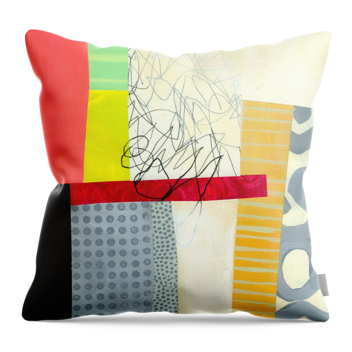  Abstract Art Throw Pillow featuring the painting Scribbles in the Fog by Jane Davies