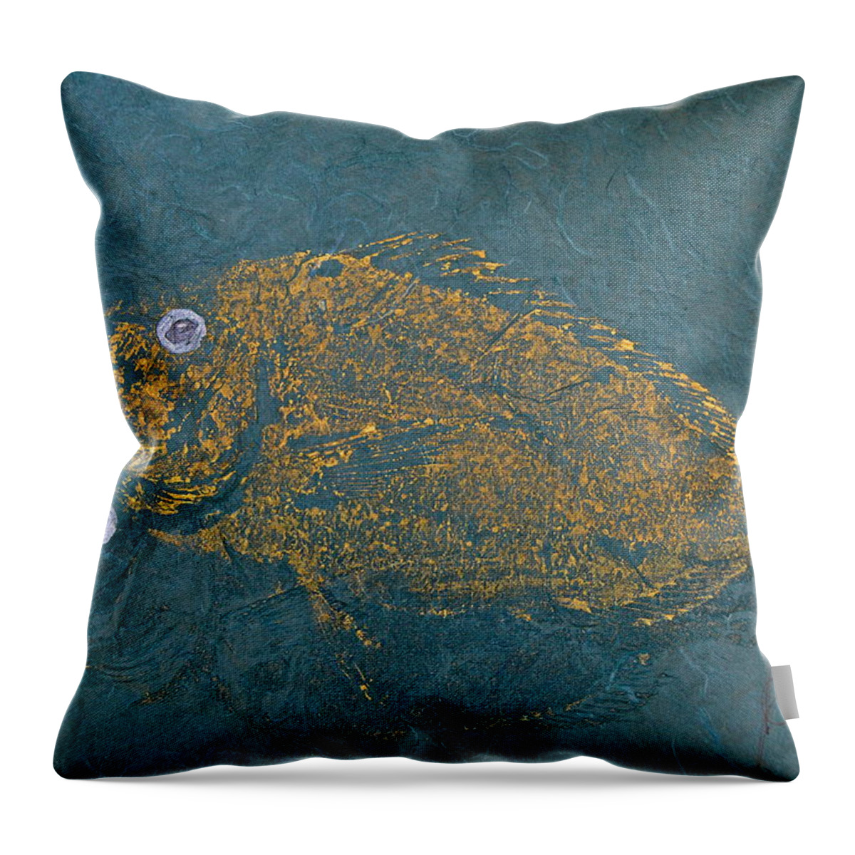 Gyotaku Throw Pillow featuring the mixed media Scup / Porgie Shadow by Jeffrey Canha