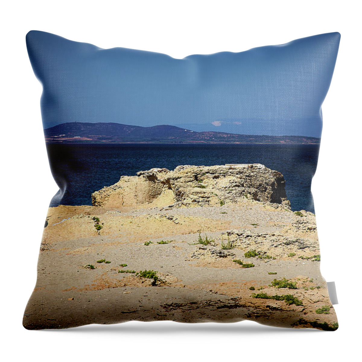 Landscape Throw Pillow featuring the photograph Sea and Rocks by Milena Ilieva