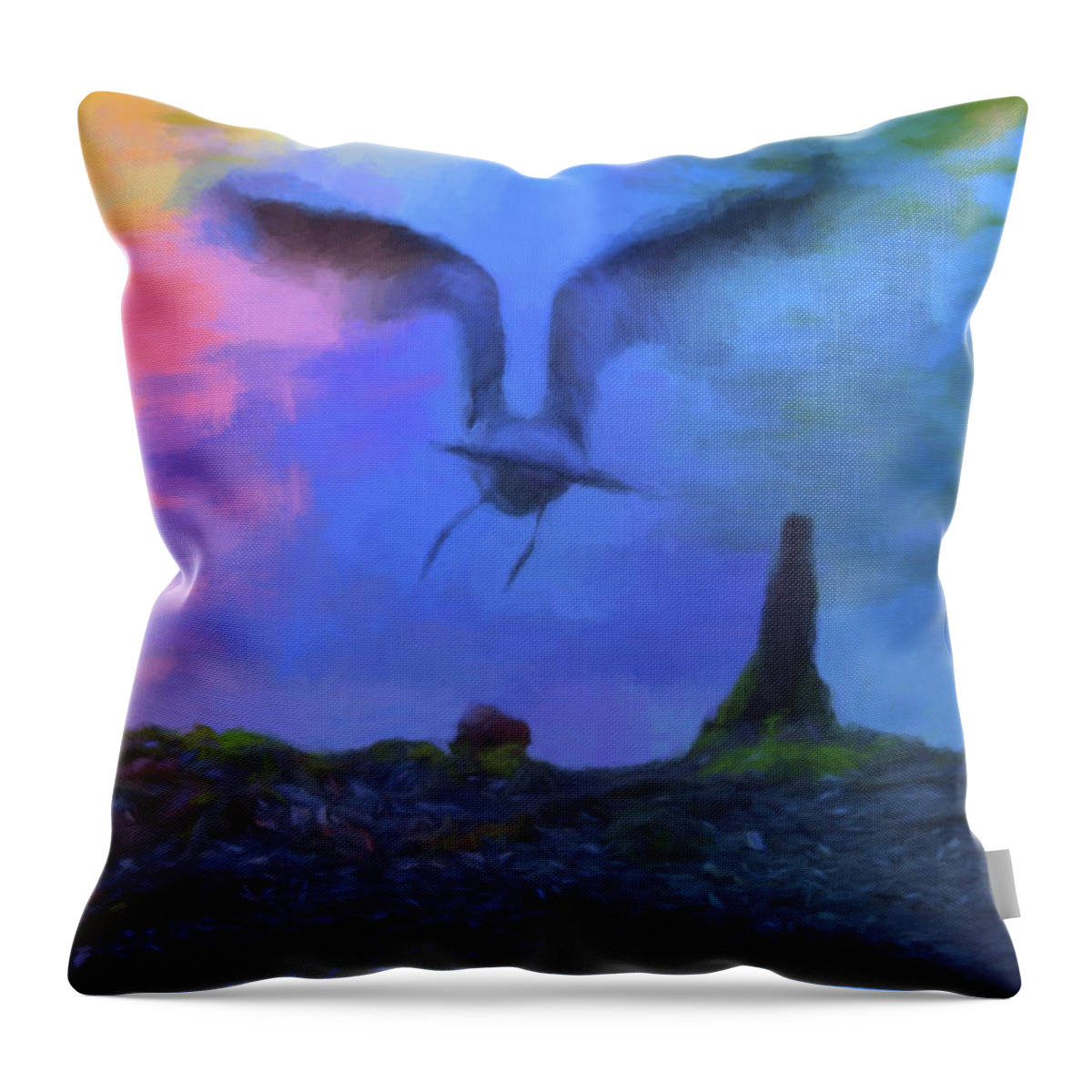 Sea Gulls Throw Pillow featuring the photograph Sea Gull Abstract by Jan Amiss Photography
