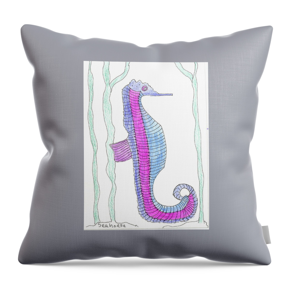 Sea Horse Throw Pillow featuring the painting Sea Horse by Helen Holden-Gladsky