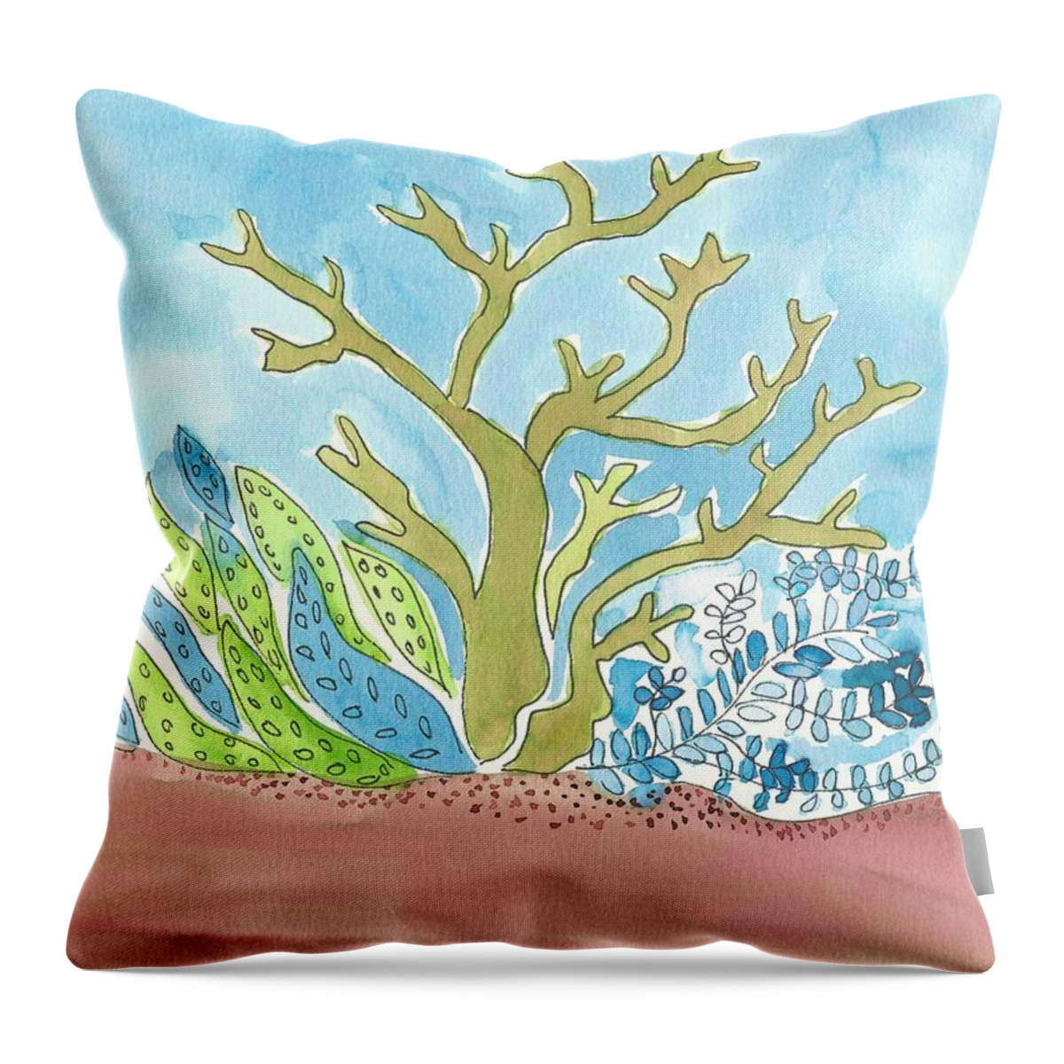 Underwater Throw Pillow featuring the painting Sea Life I by Monica Martin