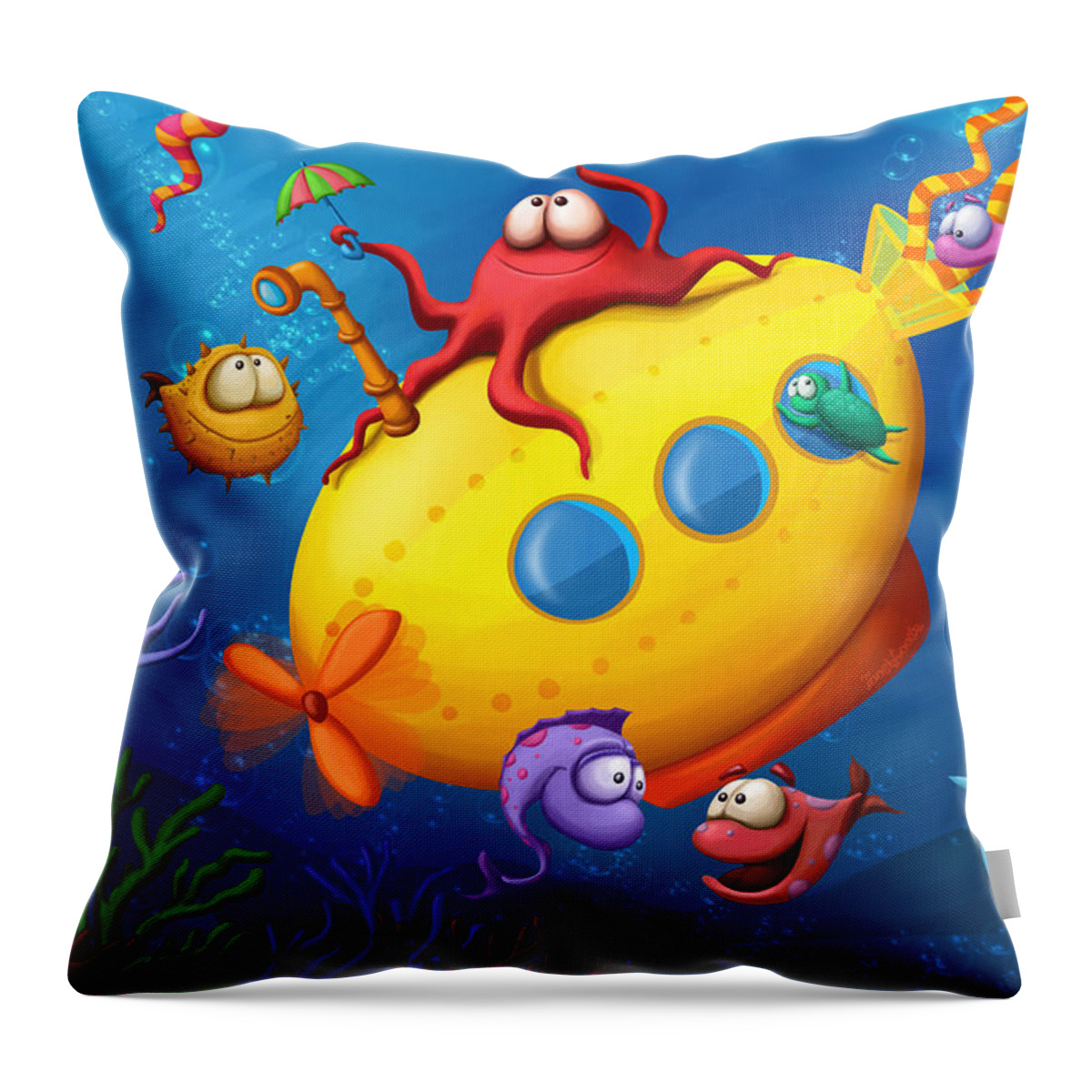 Fish Throw Pillow featuring the digital art Sea Life by Tooshtoosh