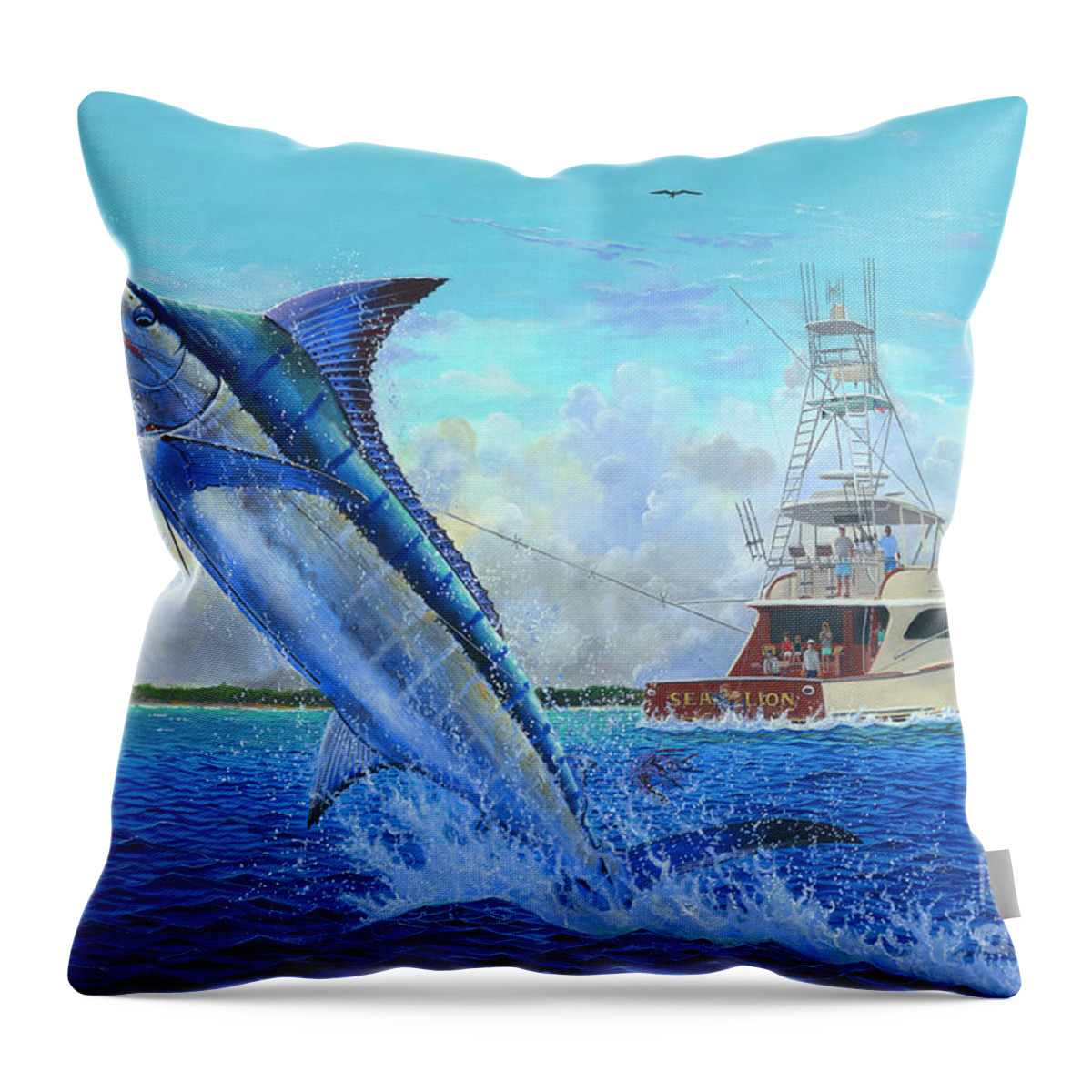 Marlin Throw Pillow featuring the painting Sea Lion by Carey Chen