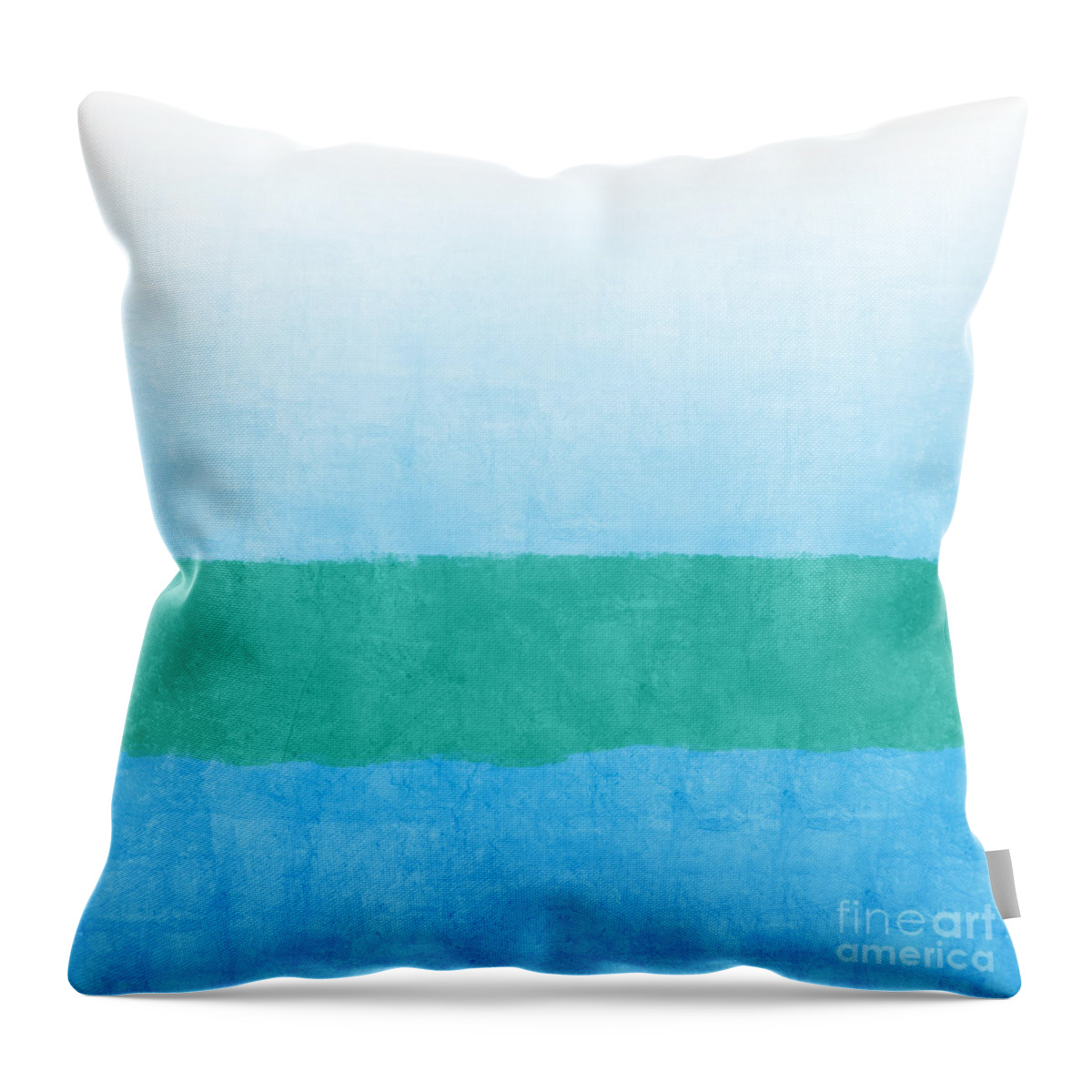 Abstract Throw Pillow featuring the mixed media Sea of Blues by Linda Woods