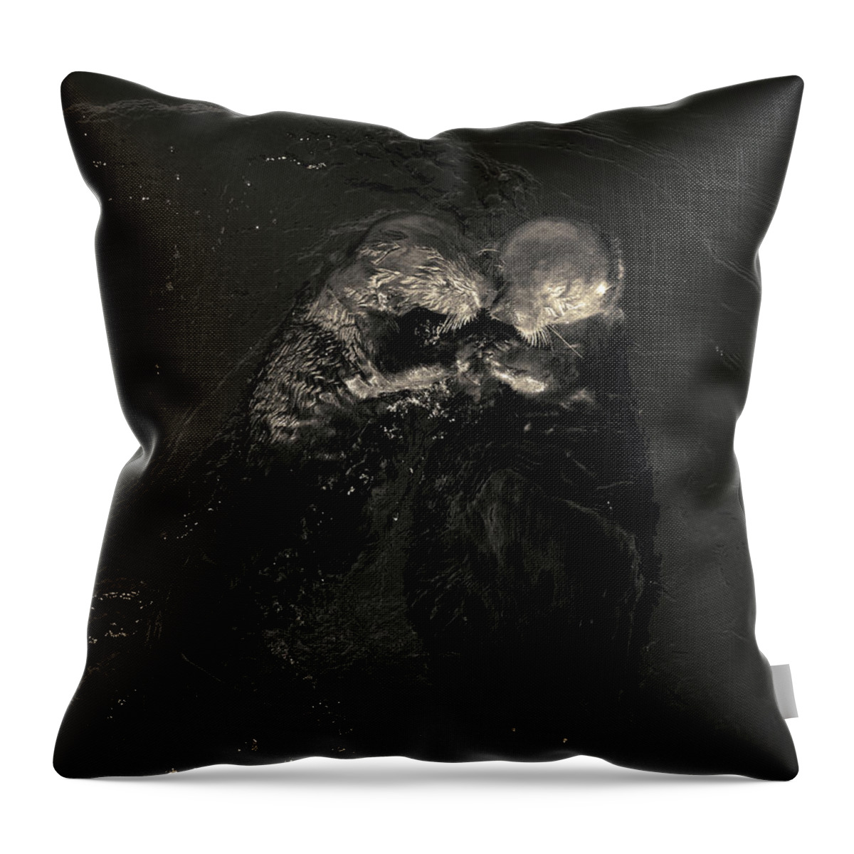 Sea Otter Throw Pillow featuring the photograph Sea Otters II Toned by David Gordon
