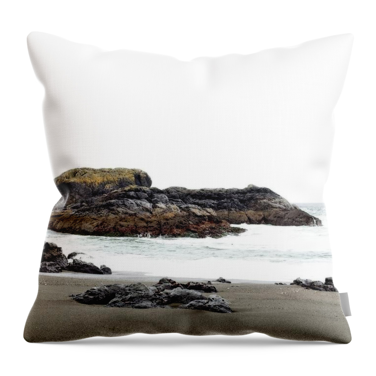 Landscape Throw Pillow featuring the photograph Sea Sand and Rocks by Allan Van Gasbeck