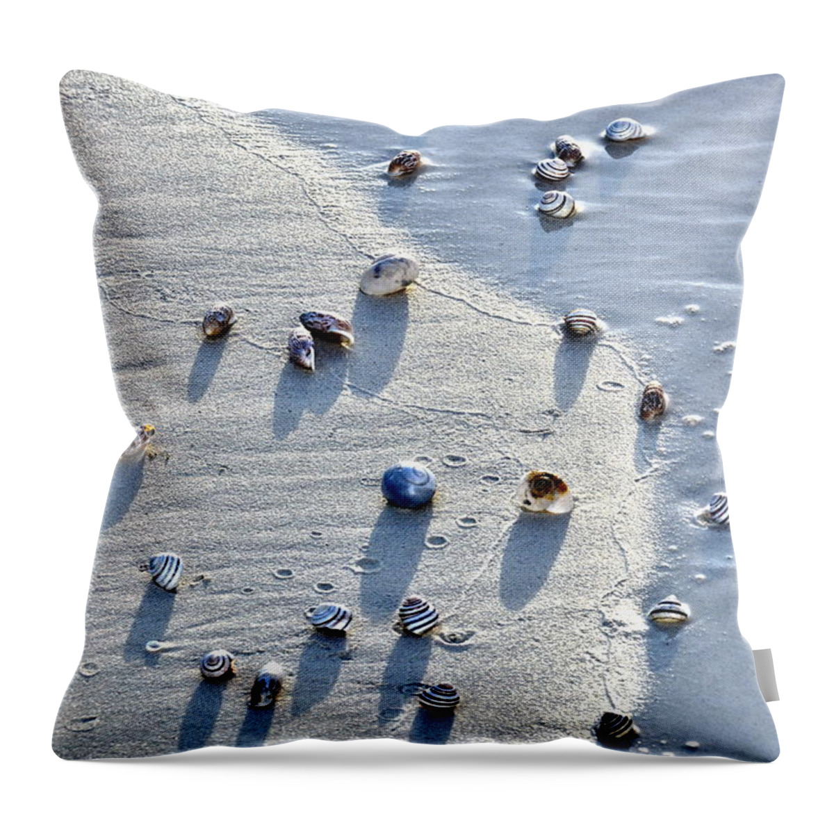 Shells Throw Pillow featuring the photograph Sea Shells at the Shore by Amy McDaniel