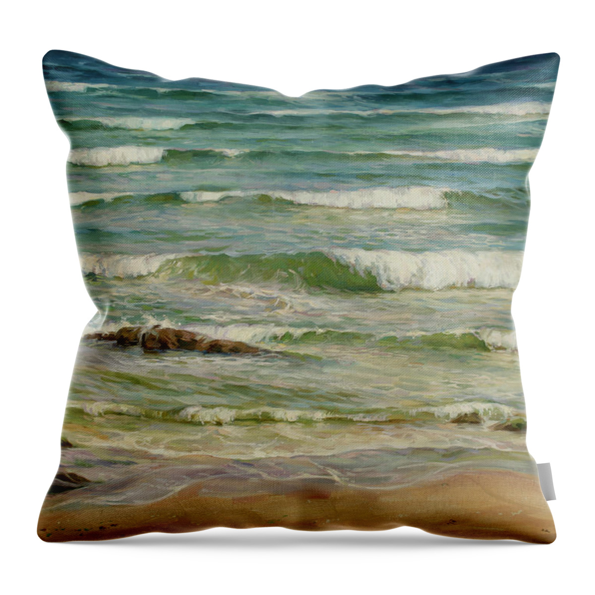 Seascape Throw Pillow featuring the painting Sea Symphony. Part 1. by Serguei Zlenko