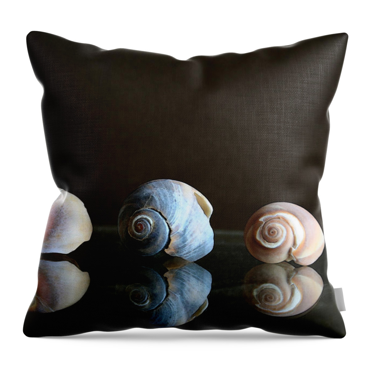 Seashells Throw Pillow featuring the photograph Sea snails by Linda Sannuti