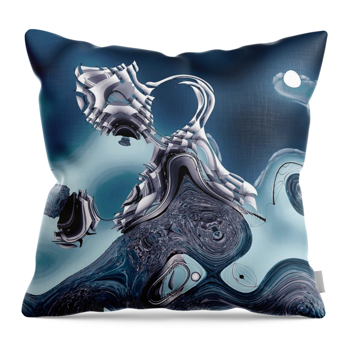 Abstract Throw Pillow featuring the digital art Sea Trip - s04bc2b by Variance Collections