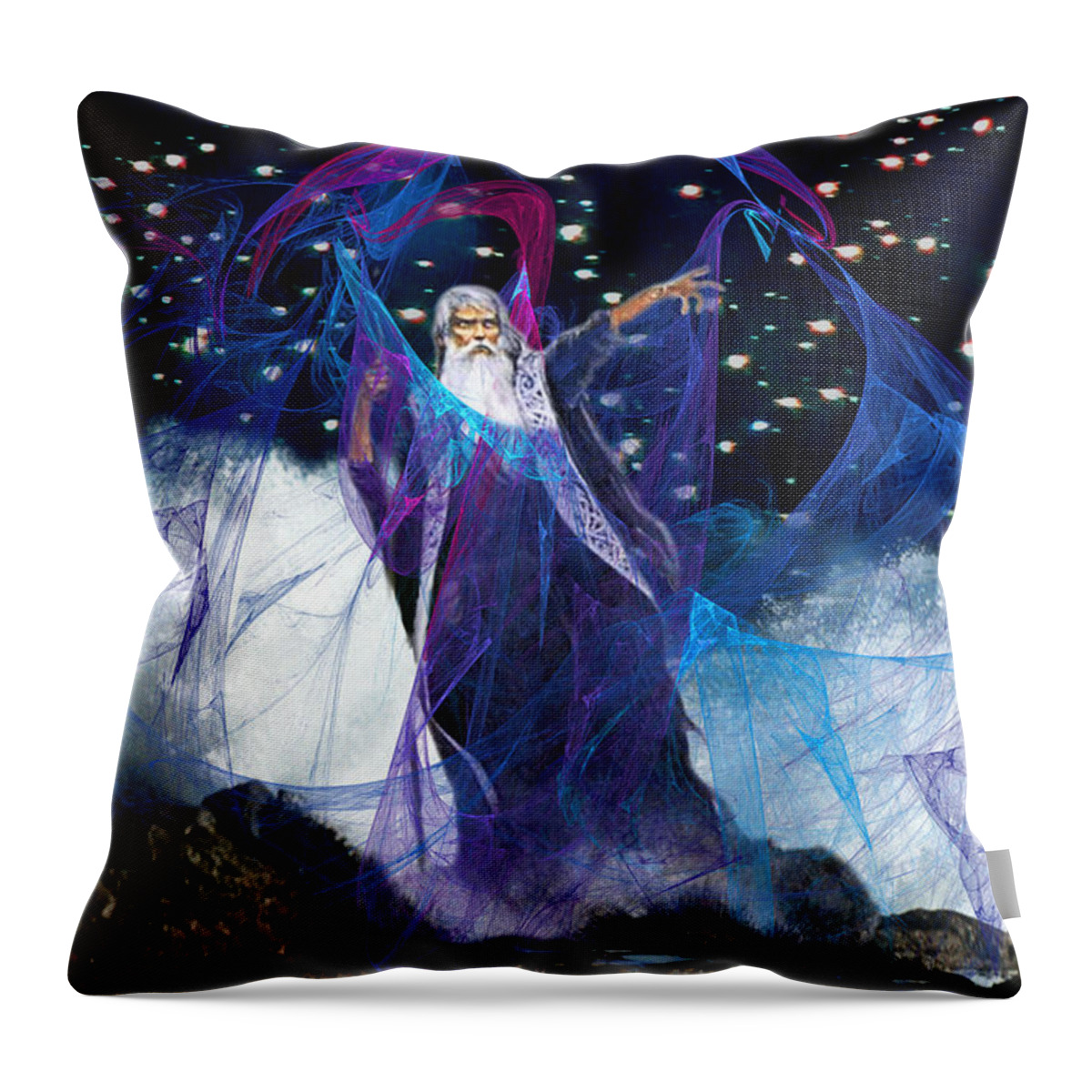 Sea Throw Pillow featuring the digital art Sea Wizard by Lisa Yount