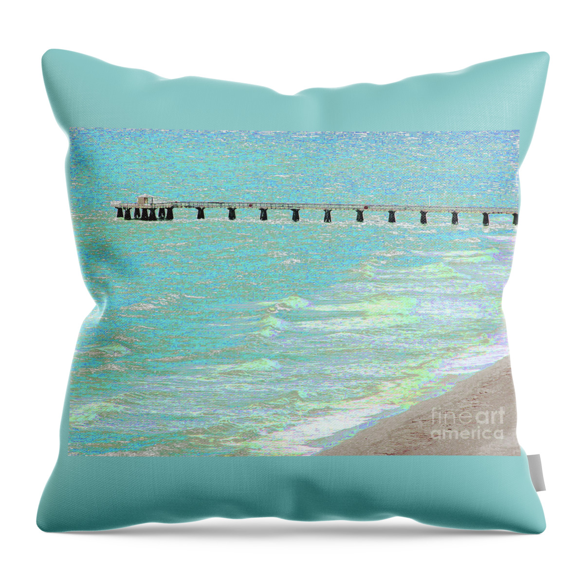 Beach Throw Pillow featuring the digital art Seascape 1004 by Corinne Carroll