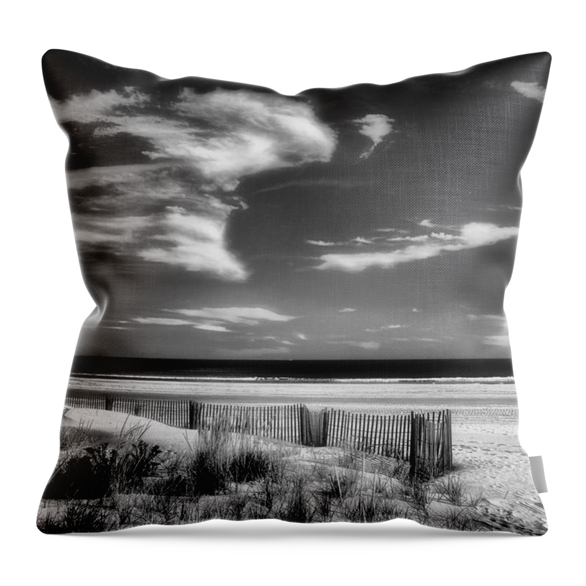 Seascape In Black And White Throw Pillow featuring the photograph Seascape in Black and White by Carolyn Derstine