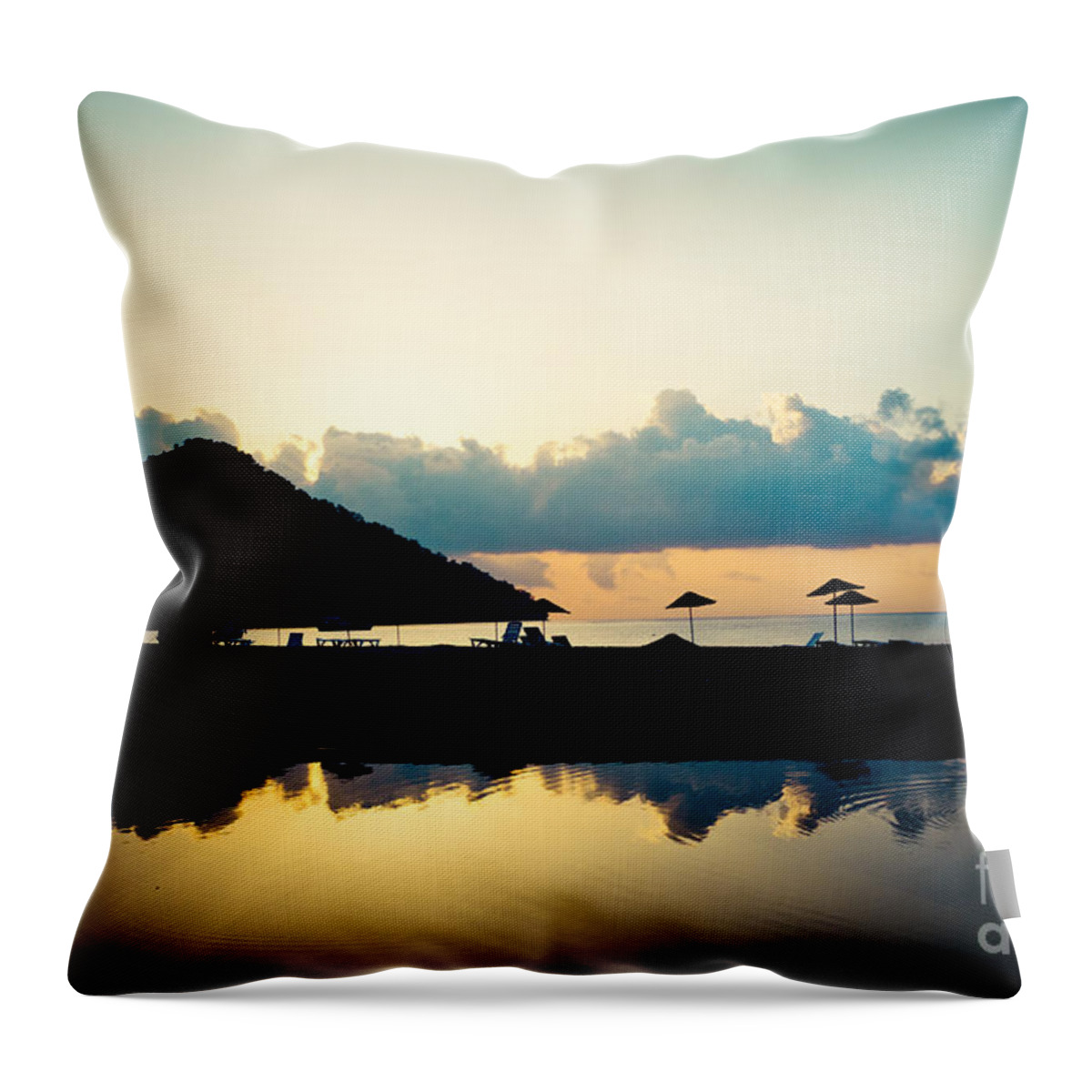 Water Throw Pillow featuring the photograph Seascape Sunrise Sea And Clouds by Raimond Klavins