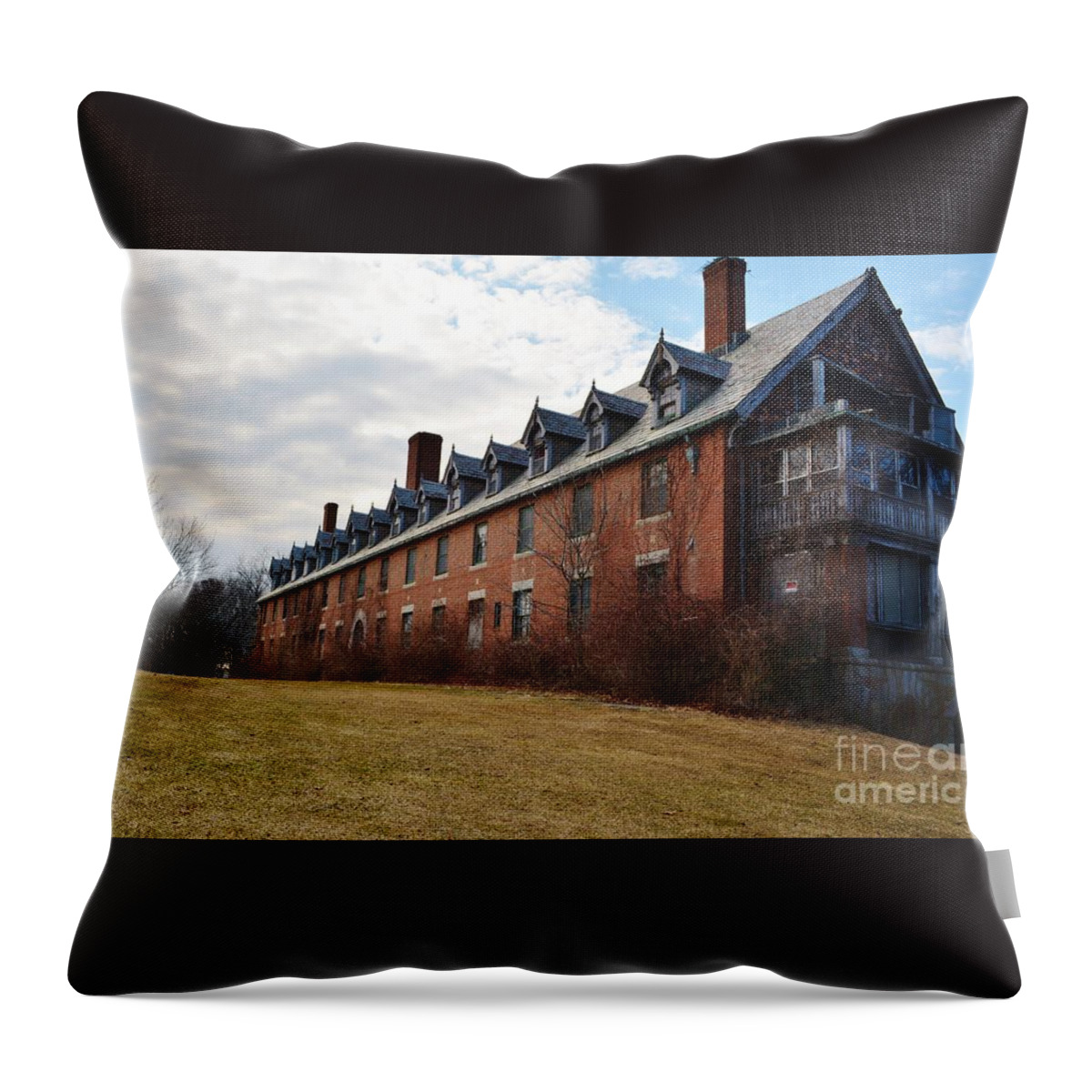 Abandoned Hospital Throw Pillow featuring the photograph Seaside 7 by Virginia Levasseur