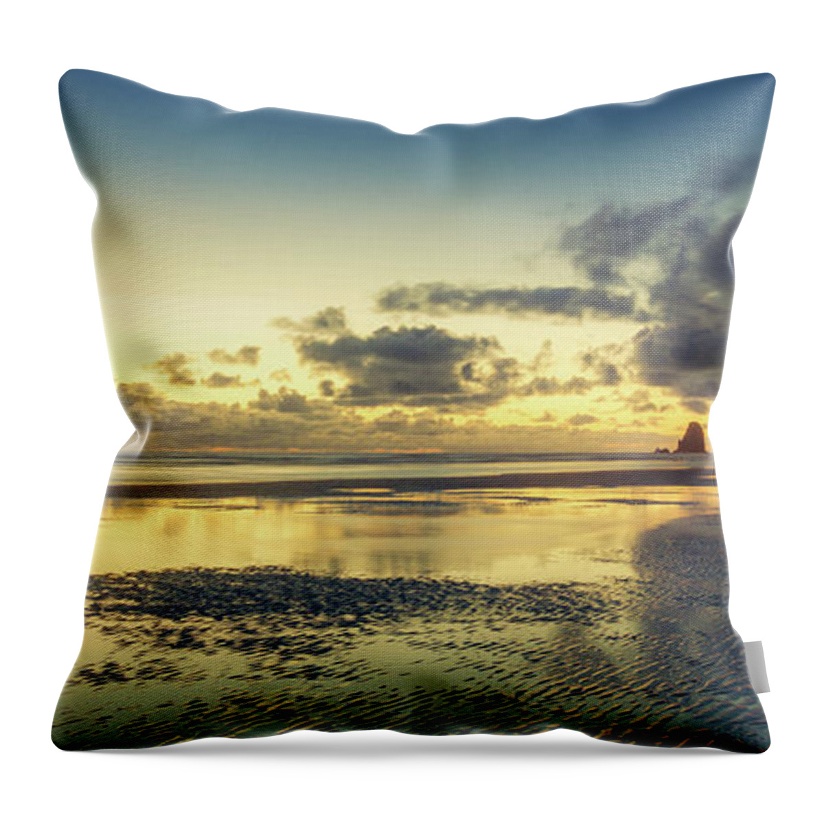 Cannon Beach Throw Pillow featuring the photograph Seaside Palette by Don Schwartz