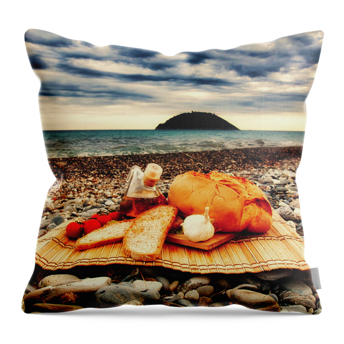 Rocks Throw Pillow featuring the photograph Seaside Picnic by Mountain Dreams