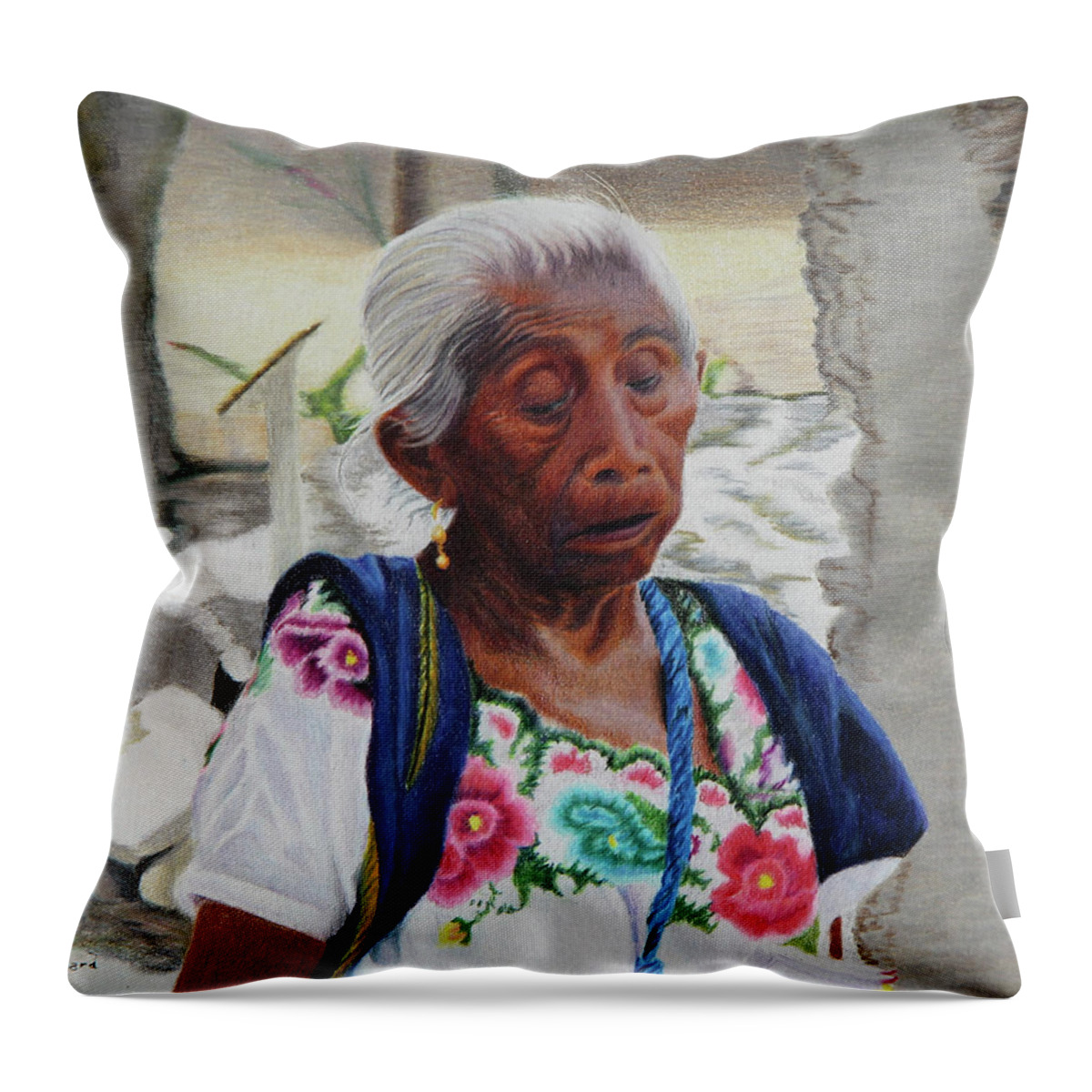 Mexico Throw Pillow featuring the drawing Seasoned by Pamella Bernard